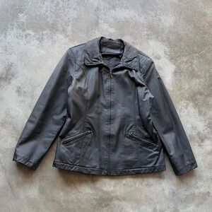 Vintage 90's Boxy Fit Genuine Leather cropped jacket